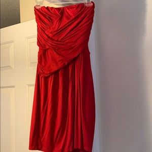 Strapless red dress
